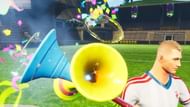 A player wielding the Vuvuzela pickaxe (Image via Epic Games)